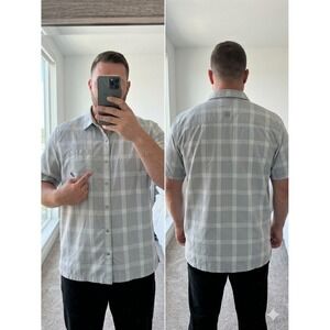 511 Tactical Men's 2XL Short Sleeve Button Up Plaid Gray Shirt Mesh Vent